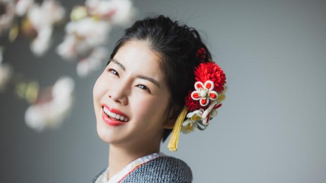 豪華な髪飾り&花柄