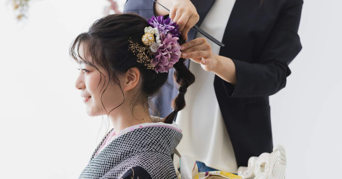 髪飾りとヘアメイク